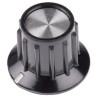 TE Connectivity Black Phenolic Potentiometer Knob for 6.35 mm Circular Shaft 20.2 mm Diameter PKA50B1/4