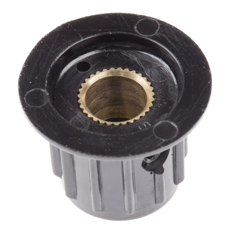 TE Connectivity Black Phenolic Potentiometer Knob for 6.35 mm Circular Shaft 20.2 mm Diameter PKA50B1/4