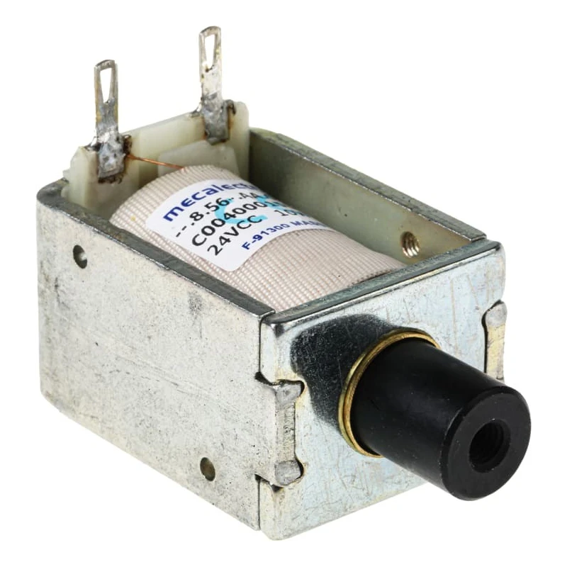 Mecalectro Heavy Duty Single-Acting Linear Solenoid 24V 42mm Length 30mm Width 24mm Depth 10W Continuous Power 856AA62