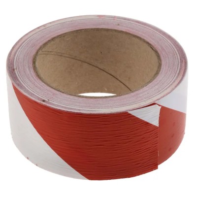 RS PRO Red White Polyvinyl Chloride Hazard Tape 50 mm x 33 m, 0.14 mm Thickness 171-9700