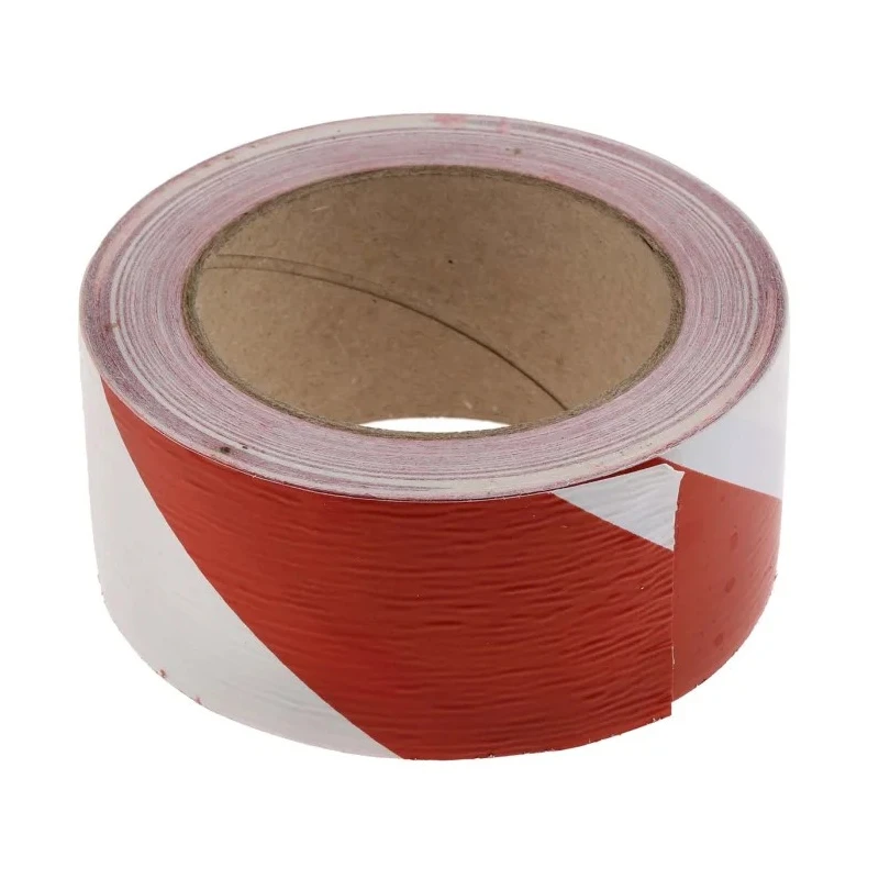 RS PRO Red White Polyvinyl Chloride Hazard Tape 50 mm x 33 m, 0.14 mm Thickness 171-9700