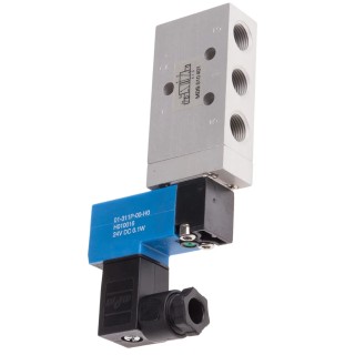 RS PRO Pneumatic Solenoid Valve 5/2 Solenoid/Spring Actuation G 1/8 Female Port 24V DC 1W Power 450 L/min Flow 10 784-0057