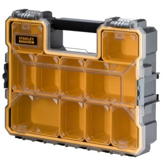 Stanley Adjustable Compartments 10 Cell Yellow Black Polycarbonate Metal Compartment Box 330 mm x 432 mm x 109 mm 1-97-518