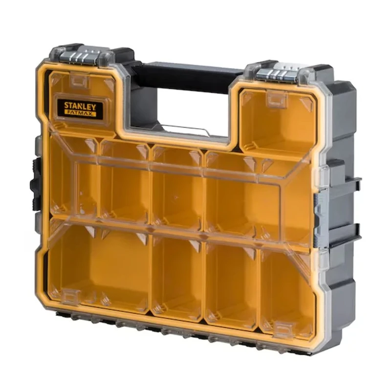 Stanley Adjustable Compartments 10 Cell Yellow Black Polycarbonate Metal Compartment Box 330 mm x 432 mm x 109 mm 1-97-518