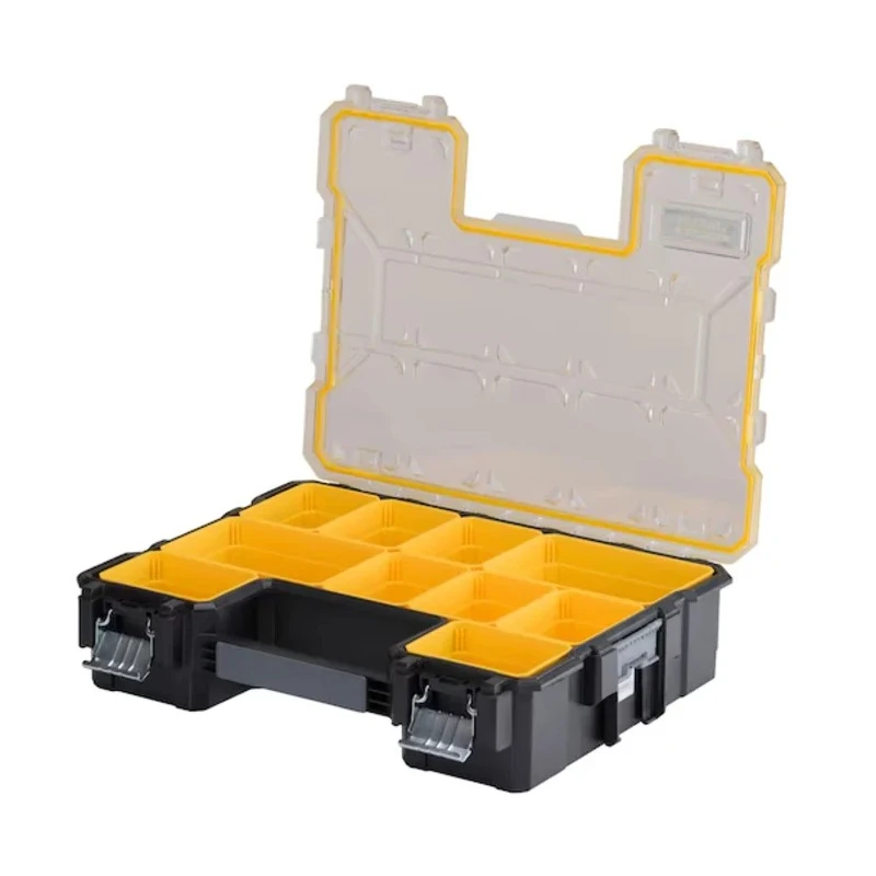 Stanley Adjustable Compartments 10 Cell Yellow Black Polycarbonate Metal Compartment Box 330 mm x 432 mm x 109 mm 1-97-518