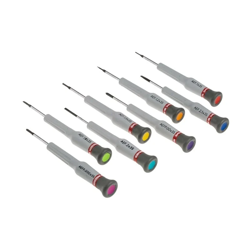 Facom Phillips, Slotted Precision Screwdriver Set, 8-Piece, Tip Sizes 1 mm to 2.5 mm AE.J1