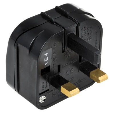 PowerConnections Mains Connector Converter Europe to UK 230V 2.5A Black PCP-B