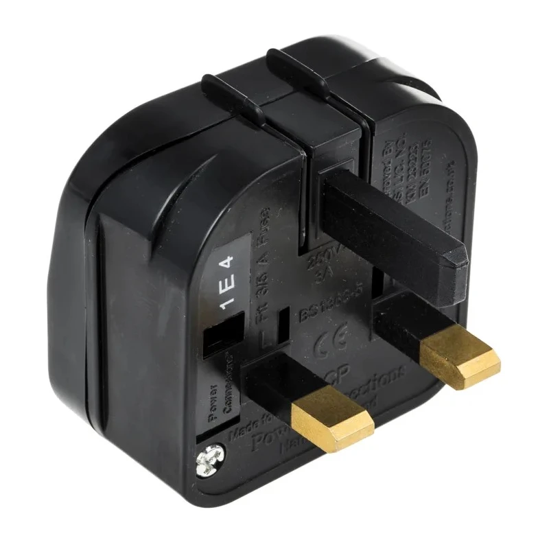 PowerConnections Mains Connector Converter Europe to UK 230V 2.5A Black PCP-B