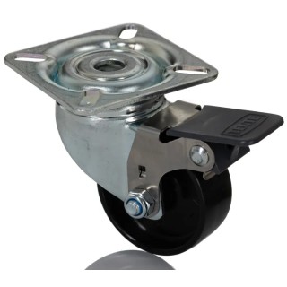 Tente Braked Swivel Castor 50 mm Wheel Diameter 40 kg Load Capacity Pressed Steel Frame 1475POO050P40