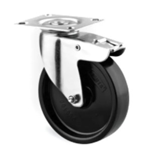 Tente Braked Swivel Castor with 75 mm Polyurethane Tread Wheel, 40 kg Load Capacity, Plain Bearing Hub, Total 1477POO075P40