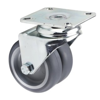 Tente Swivel Castor Wheel with 75 mm Diameter, 80 kg Load Capacity, Thermoplastic Rubber Wheel, Pressed Steel 1970PJO075P50