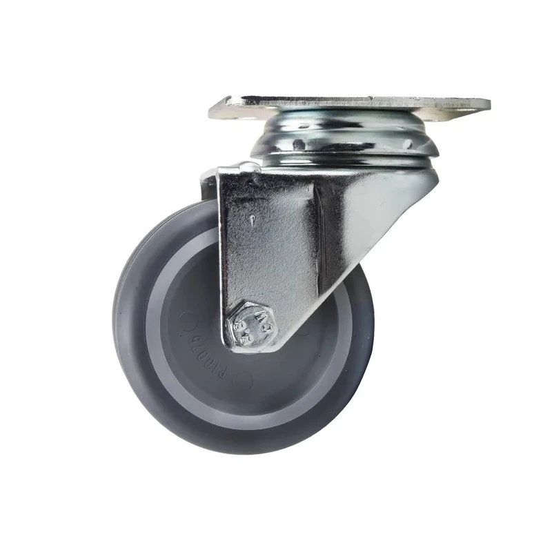 Tente Swivel Castor Wheel with 75 mm Diameter, 80 kg Load Capacity, Thermoplastic Rubber Wheel, Pressed Steel 1970PJO075P50