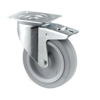 Tente Braked Swivel Castor 300 kg Load Capacity 160 mm Diameter Elastic Wheel Roller Bearing Hub Polyamide 3477UFR160P63