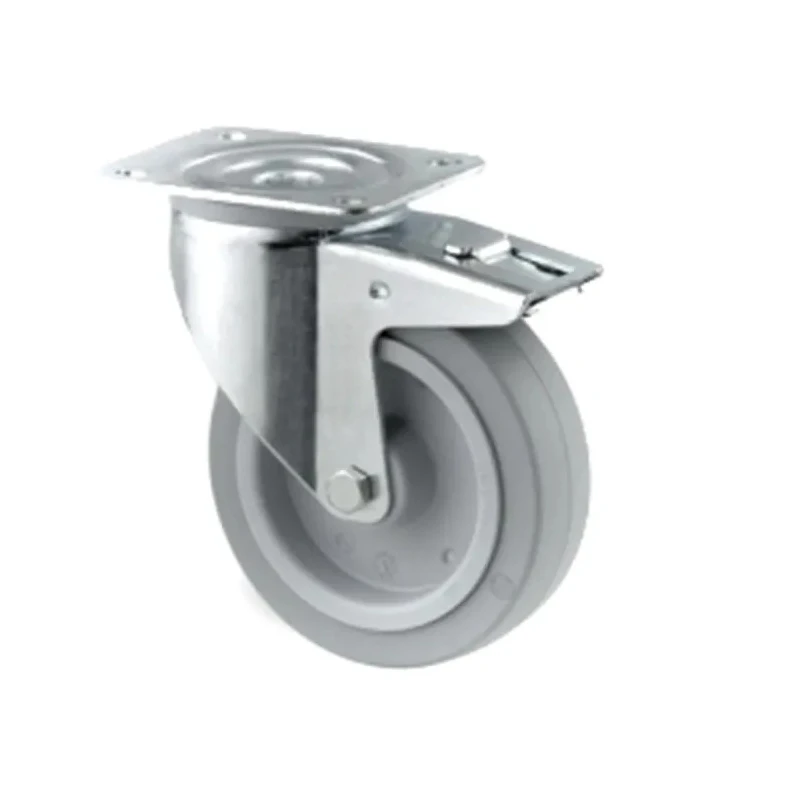 Tente Braked Swivel Castor 300 kg Load Capacity 160 mm Diameter Elastic Wheel Roller Bearing Hub Polyamide 3477UFR160P63