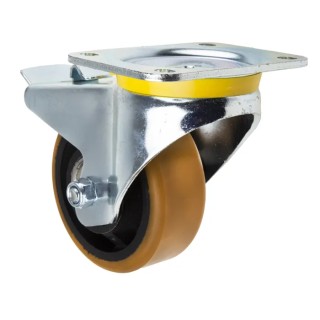 Tente Braked Swivel Castor Heavy Duty Steel Frame Polyamide Wheel 125 mm Diameter 660 kg Load Capacity 4687FTP125P63