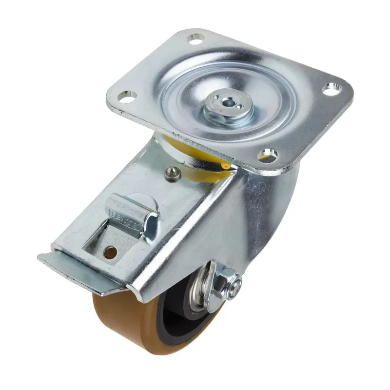 Tente Braked Swivel Castor Heavy Duty Steel Frame Polyamide Wheel 125 mm Diameter 660 kg Load Capacity 4687FTP125P63