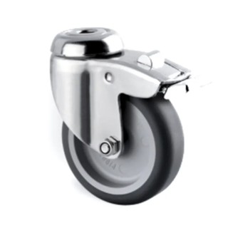 Tente Braked Swivel Castor 75 kg Capacity 75 mm Wheel Diameter Stainless Steel Frame Thermoplastic Rubber 7477PJO075P30-11