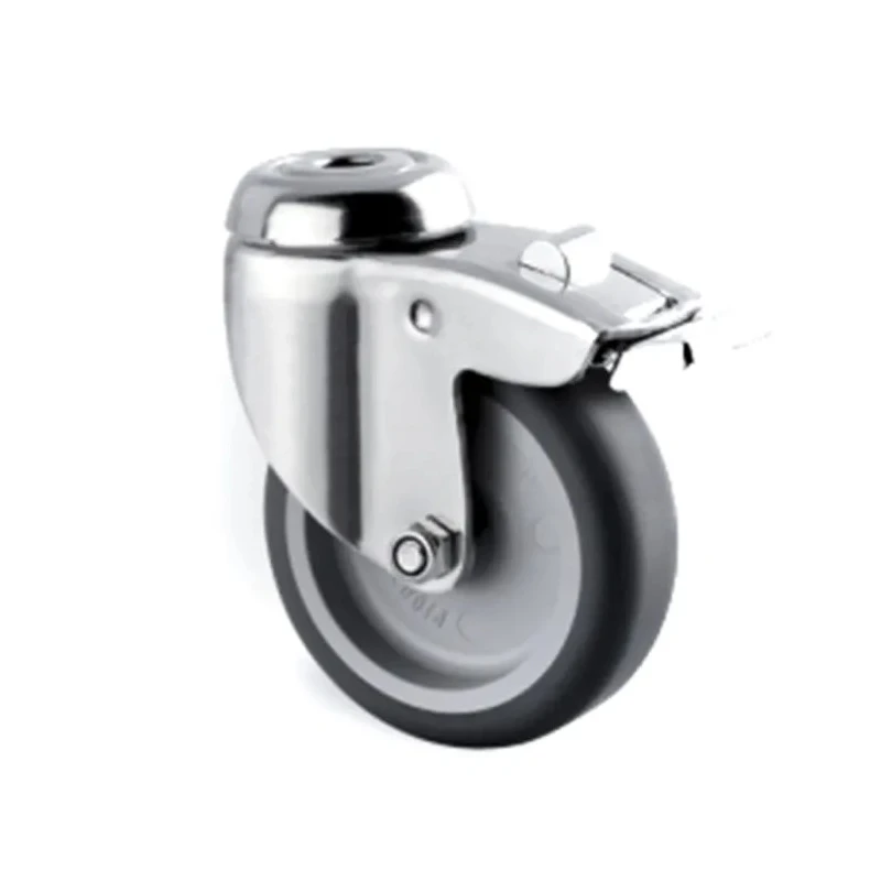 Tente Braked Swivel Castor 75 kg Capacity 75 mm Wheel Diameter Stainless Steel Frame Thermoplastic Rubber 7477PJO075P30-11