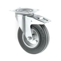 Tente Braked Swivel Castor, 70 kg Load Capacity, 100 mm Solid Rubber Wheel, Pressed Steel Frame, Roller Bearing 3377DVR100P62