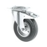 Tente Braked Swivel Castor, 70 kg Load Capacity, 100 mm Solid Rubber Wheel, Pressed Steel Frame, Roller Bearing 3377DVR100P62