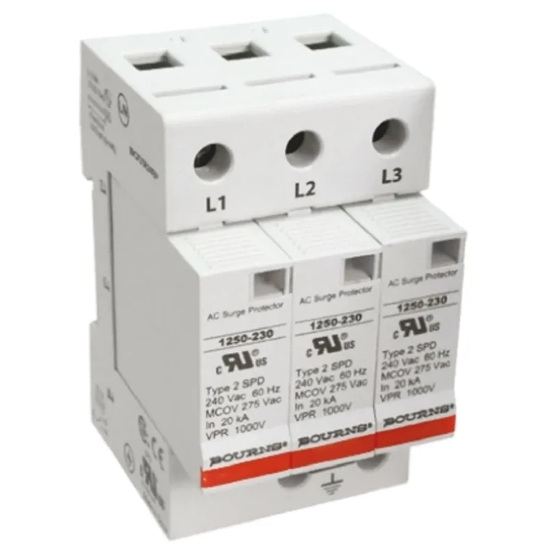 Bourns Surge Arrester 415V AC Maximum Voltage 50 kA Maximum Surge Current 3 Pole Protector 1250-3S-230