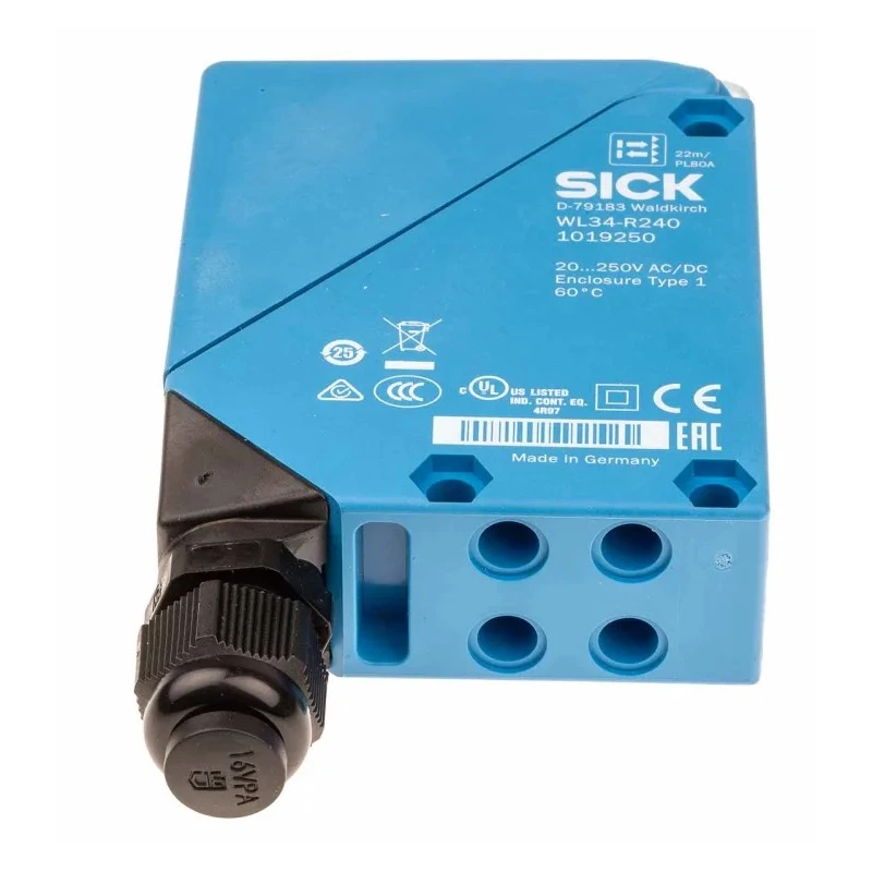 SICK Retroreflective Photoelectric Sensor Block Sensor 30 mm to 22 m Detection Range Relay Output IP67 WL34-R240
