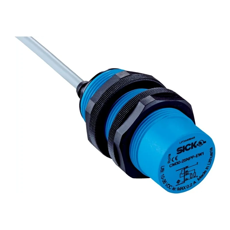 SICK Threaded Barrel Capacitive Proximity Sensor 25 mm Detection M30 x 1.5 2-Wire 500mA 250V AC CM30-25NAP-KW1