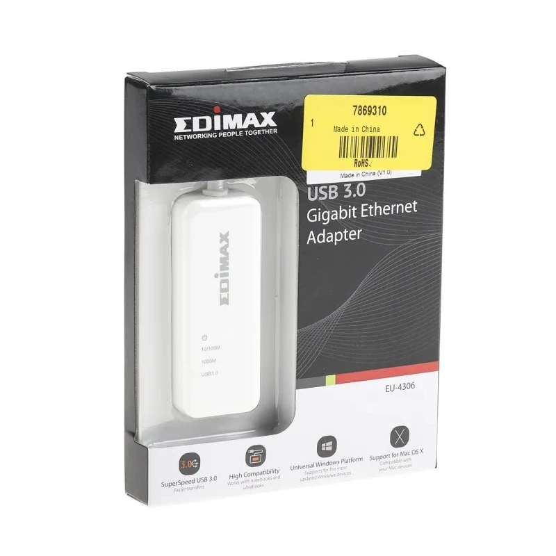 Edimax USB 3.2 Gigabit Ethernet Network Adapter USB Type A White EU-4306V2