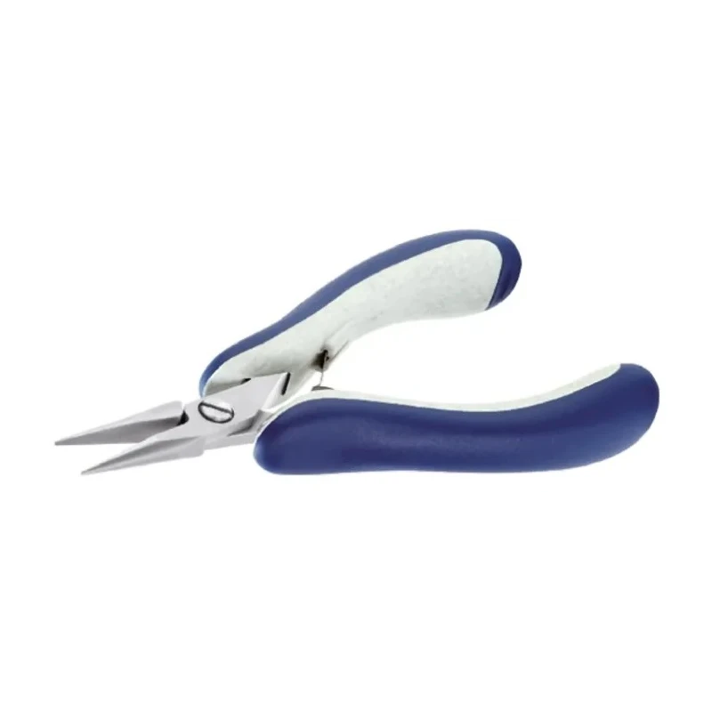 ideal-tek Flat Nose Plier 1-Piece 145mm Overall Length, 10mm Jaw Smooth Chrome Finish, ESD Safe 25.E6023.CRBG