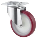 Tente Swivel Castor, 150 kg Load Capacity, 100 mm Polyurethane Wheel, Pressed Steel Zinc Plated Frame 3470UAR100P62 red