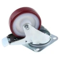 Tente Braked Swivel Castor 150 kg Capacity 100 mm Wheel Diameter Polyurethane 3477UAR100P62 red