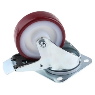 Tente Braked Swivel Castor 150 kg Capacity 100 mm Wheel Diameter Polyurethane 3477UAR100P62 red