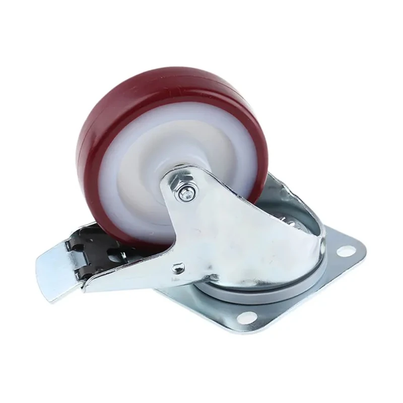 Tente Braked Swivel Castor 150 kg Capacity 100 mm Wheel Diameter Polyurethane 3477UAR100P62 red