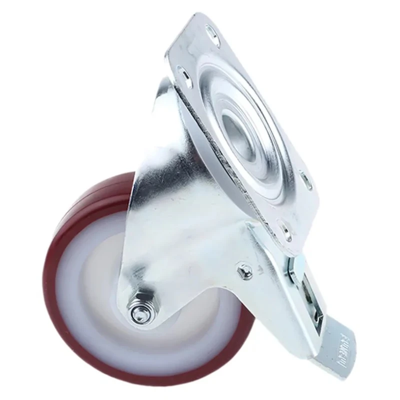 Tente Braked Swivel Castor 150 kg Capacity 100 mm Wheel Diameter Polyurethane 3477UAR100P62 red
