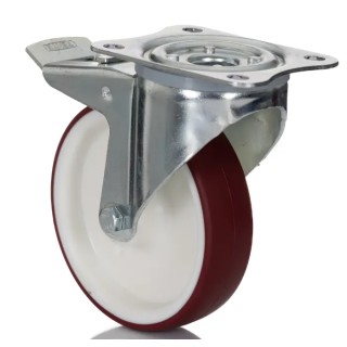 Tente Braked Swivel Castor 300 kg Capacity 125 mm Wheel Diameter Polyurethane Wheel 3477UAR125P62 red