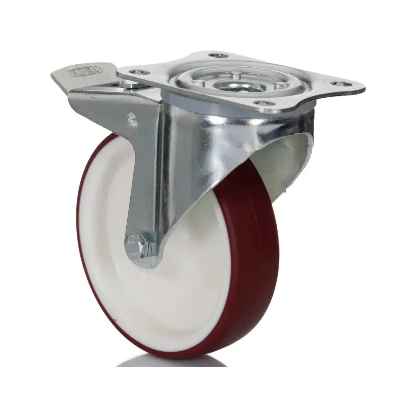Tente Braked Swivel Castor 300 kg Capacity 125 mm Wheel Diameter Polyurethane Wheel 3477UAR125P62 red