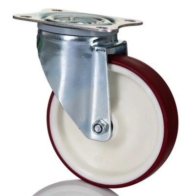 Tente Heavy Duty Swivel Castor with 200 kg Load Capacity, 125 mm Polyurethane Wheel, Pressed Steel Frame 3470UAR125P62 red