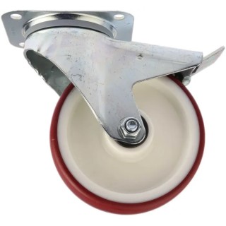 Tente Braked Swivel Castor, 350 kg Load Capacity, 160 mm Polyurethane Wheel, Pressed Steel Frame, Model 3477UAR160P63 red