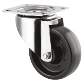 Tente Swivel Castor with 125 kg Load Capacity, 100 mm Heat Resistant Synthetic Wheel, Stainless Steel Frame 8470BOG100P62