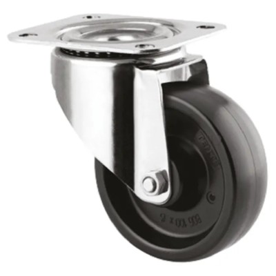 Tente Swivel Castor with 125 kg Load Capacity, 100 mm Heat Resistant Synthetic Wheel, Stainless Steel Frame 8470BOG100P62