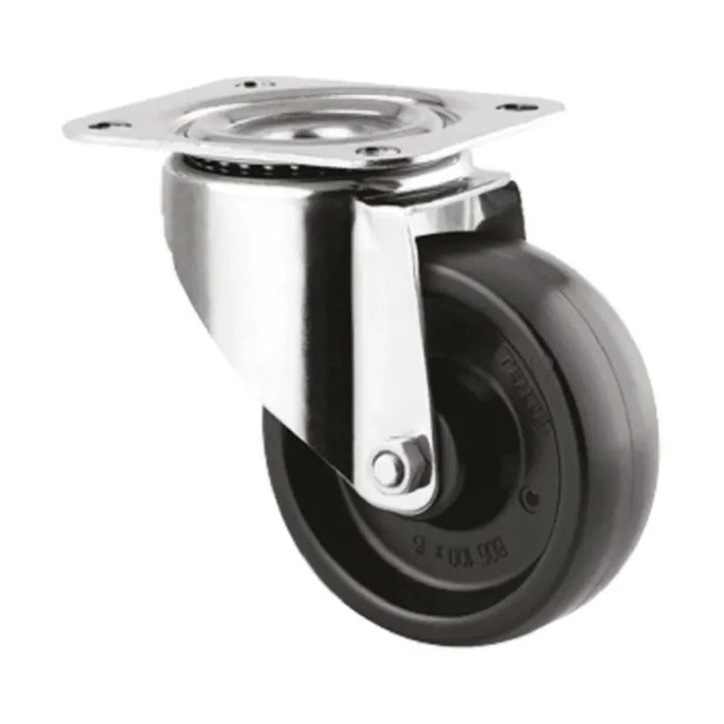 Tente Swivel Castor with 125 kg Load Capacity, 100 mm Heat Resistant Synthetic Wheel, Stainless Steel Frame 8470BOG100P62