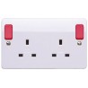 MK Electric 13A Red 2 Gang Plug Socket Logic Plus Type G British Surface Mounted K2746D1WHI