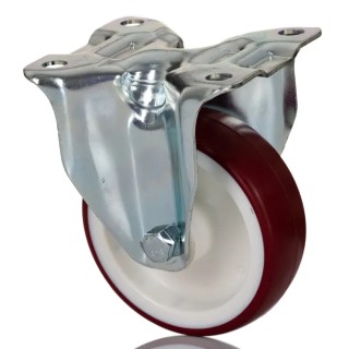 Tente Fixed Castor, Heavy Duty 150 kg Load Capacity, 100 mm Rubber Wheel, Pressed Steel Frame, Passivated 3478UAR100P62 red