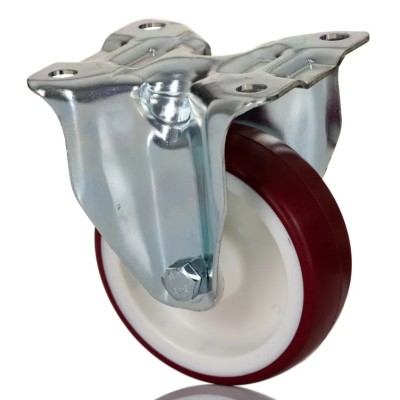 Tente Fixed Castor, Heavy Duty 150 kg Load Capacity, 100 mm Rubber Wheel, Pressed Steel Frame, Passivated 3478UAR100P62 red