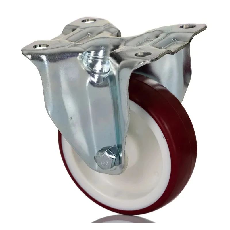 Tente Fixed Castor, Heavy Duty 150 kg Load Capacity, 100 mm Rubber Wheel, Pressed Steel Frame, Passivated 3478UAR100P62 red