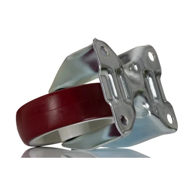 Tente Fixed Castor, Heavy Duty 150 kg Load Capacity, 100 mm Rubber Wheel, Pressed Steel Frame, Passivated 3478UAR100P62 red