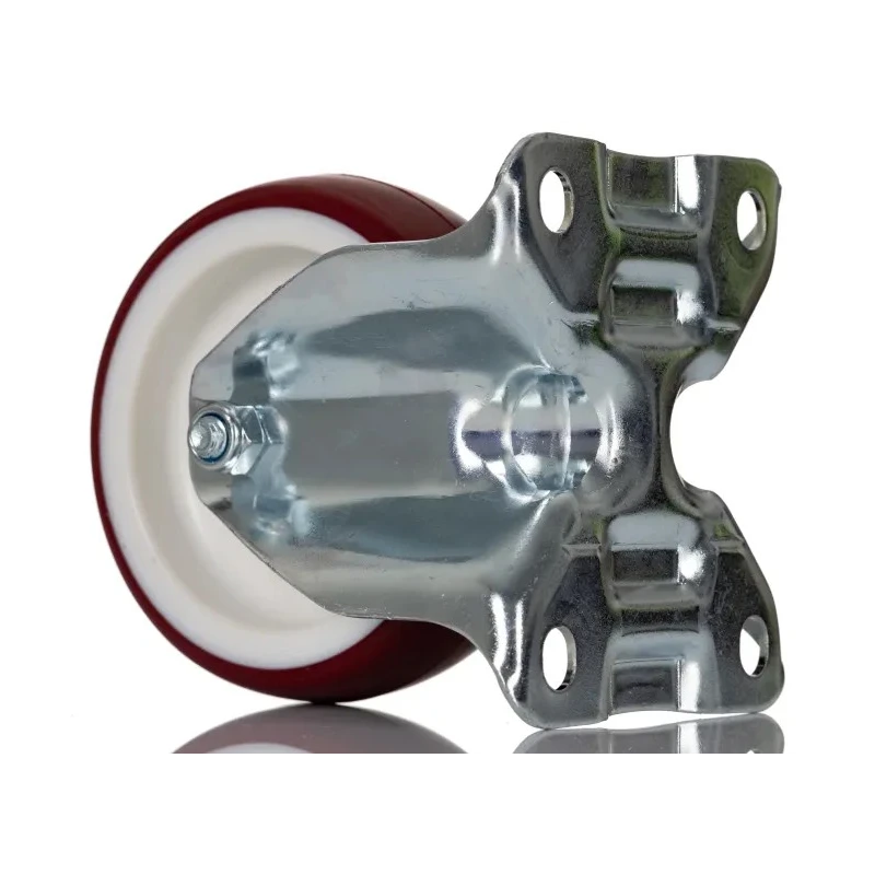 Tente Fixed Castor, Heavy Duty 150 kg Load Capacity, 100 mm Rubber Wheel, Pressed Steel Frame, Passivated 3478UAR100P62 red