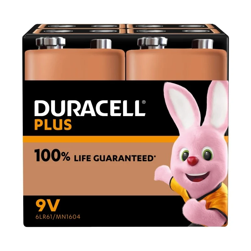 Duracell Duracell Plus Power Alkaline 9V Battery 6LR61 Snap Termination 46g 17.5mm x 48.5mm 5000394142305