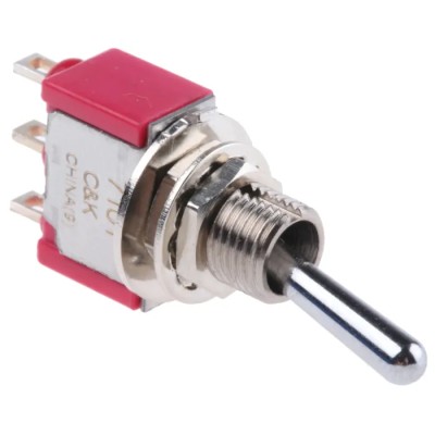 C & K Toggle Switch PCB Mount On-None-On SPDT Solder Terminal Chrome Plated Brass Actuator IP67 28V DC 120V AC 7101SYZQE