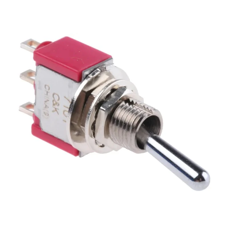 C & K Toggle Switch PCB Mount On-None-On SPDT Solder Terminal Chrome Plated Brass Actuator IP67 28V DC 120V AC 7101SYZQE